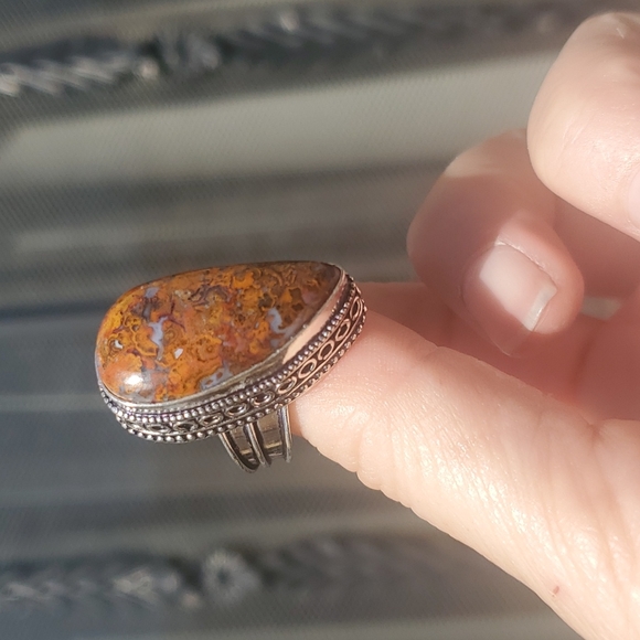 New Seam Agate 925 Silver Ring. - Picture 10 of 15
